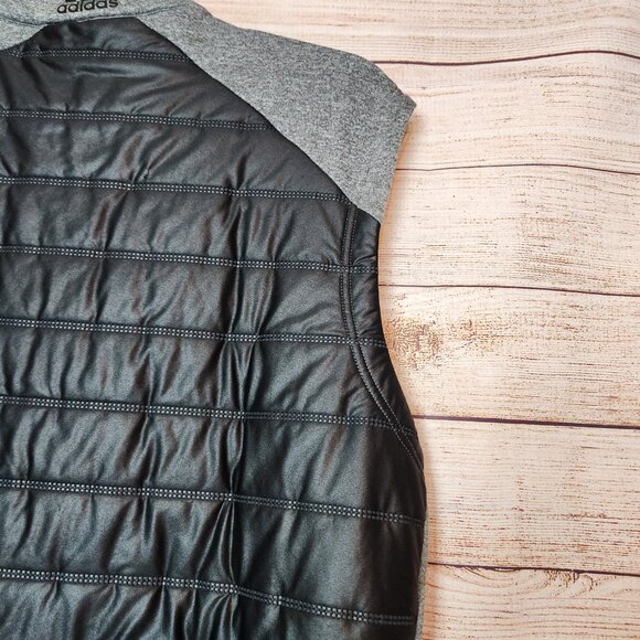 Adidas Golf Mens Puffer Vest Size M Black Gray 1/2 Zip Sleeveless Jacket Pockets - Picture 13 of 15